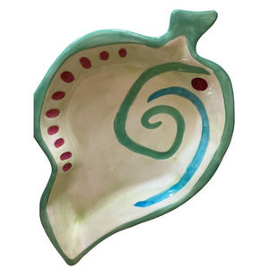 Shannon McGraw Hand Painted Leaf Shaped Plate Retro
